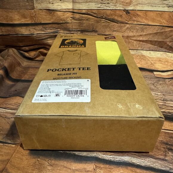 Brahma Men's S 34 - 36 2-Pack Pocket Tee Shirt Yellow Black Relaxed Fit Workwear - Picture 6 of 6